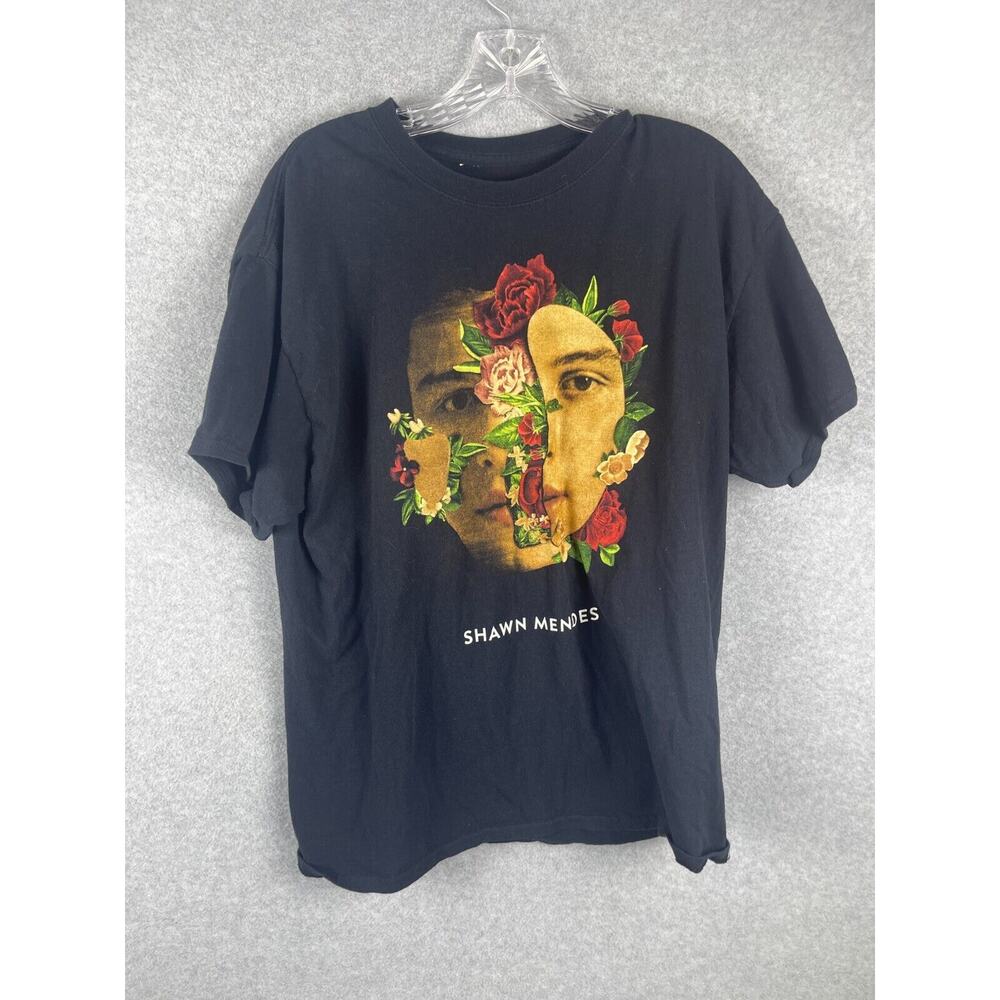 Shawn Mendes T Shirt Men's Size‎ L Black Official Merch Flower Face Tee
